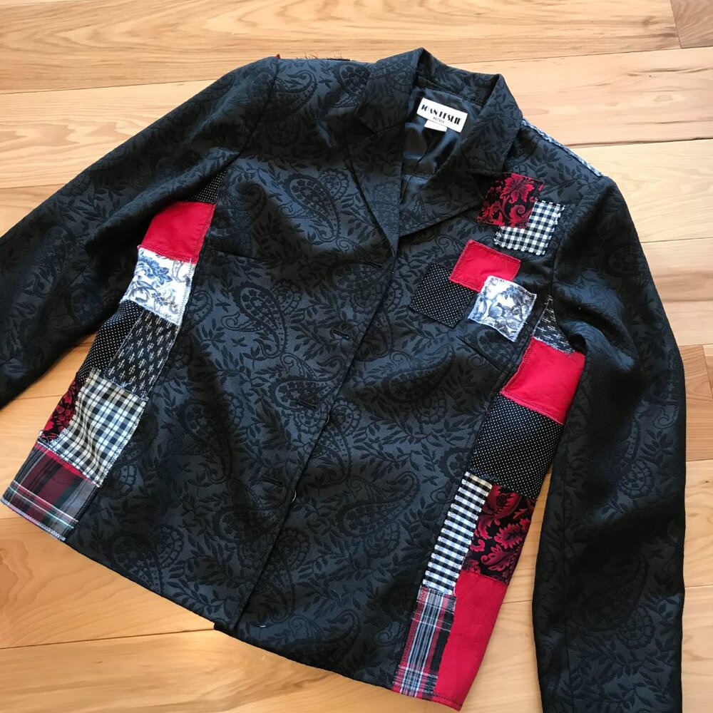 Upcycled Patchwork Jacket, Handcrafted Boho Red B… - image 6